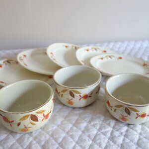 Vtg 3 bowls / 5 plates HALL’S SUPERIOR QUALITY KITCHENWARE - Mary Dunbar